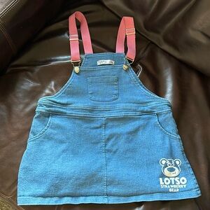 Cute Lotso Strawberry Bear Denim Jumper Dress